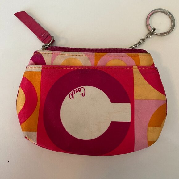 COACH OP ART RESORT MULTI COLOR MADISON SCARF PRINT SATEEN WRISTLET - Picture 4 of 5